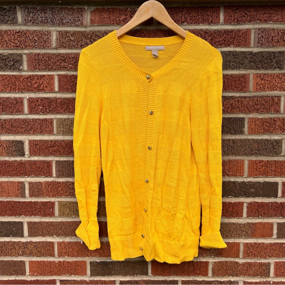 Banana Republic Mustard Yellow Light Knit Button Down Sweater Cardigan